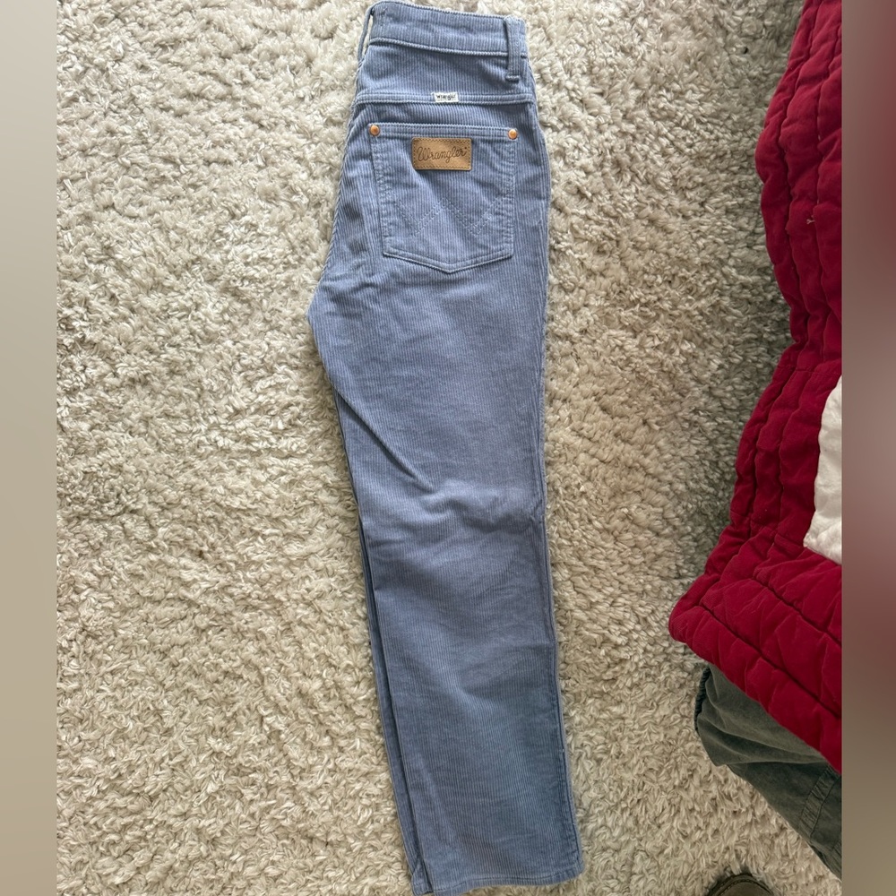 Wrangler Light Blue Corduroy High-Rise Straight Pants
